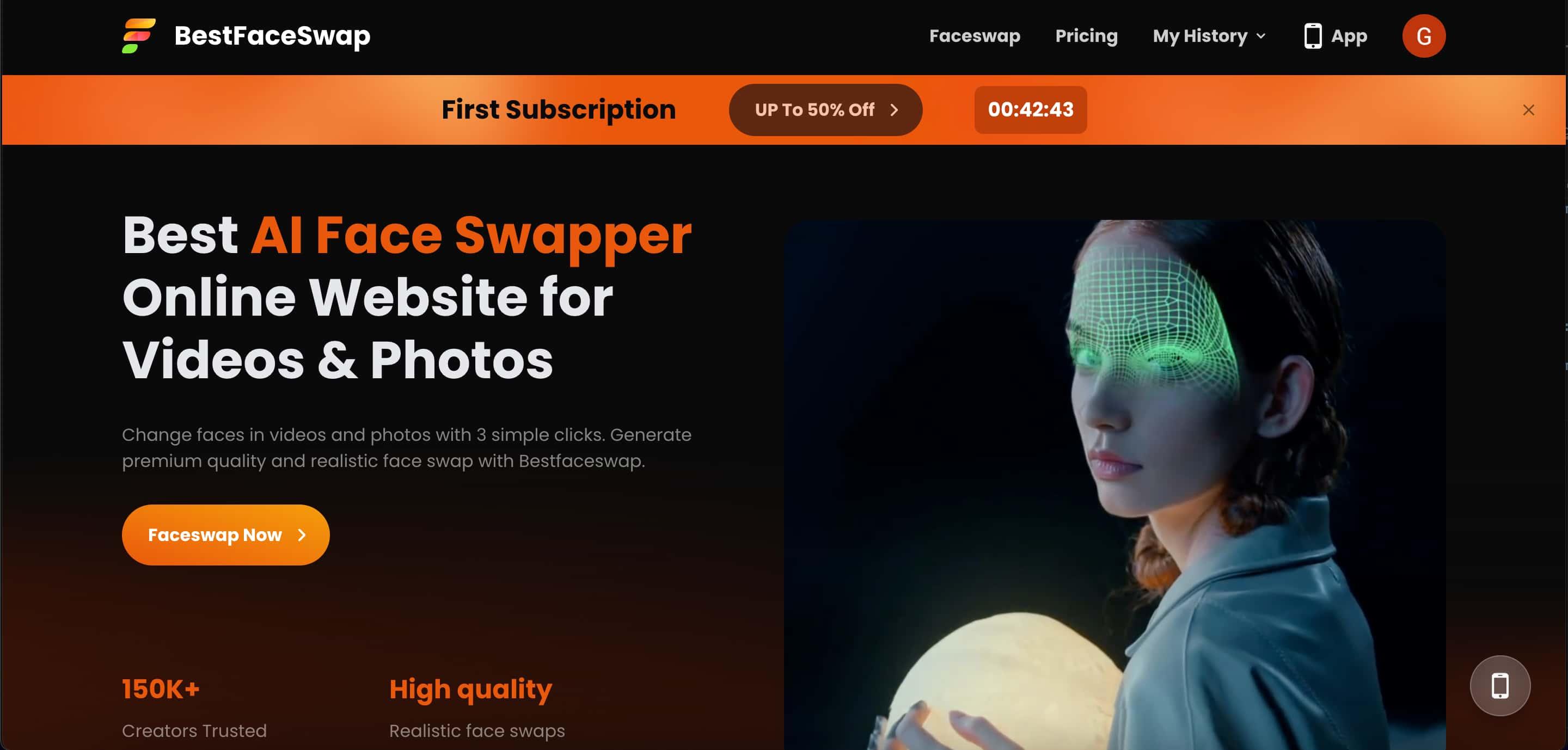 BestFaceSwap Homepage Image