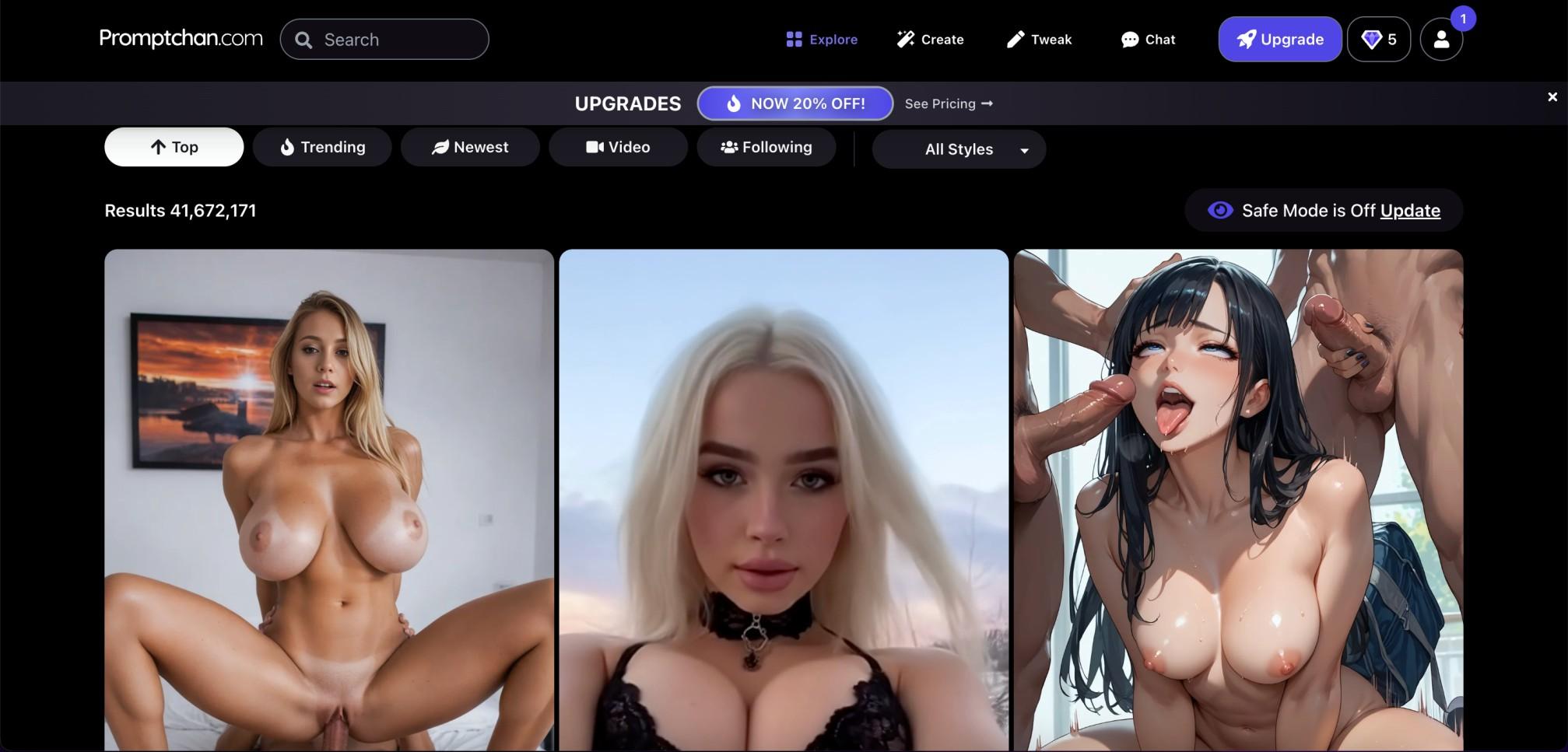 Promptchan Homepage Image