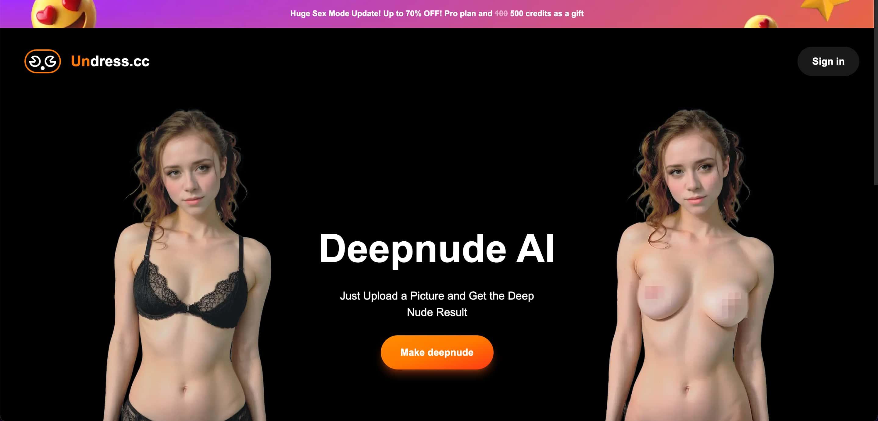 Undress.CC Homepage Image